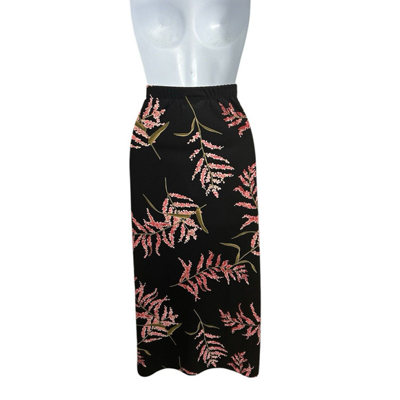 Vintage Studio JPR Black Floral Maxi Skirt Sz Small Elastic Waist Long Fashion - Picture 5 of 5